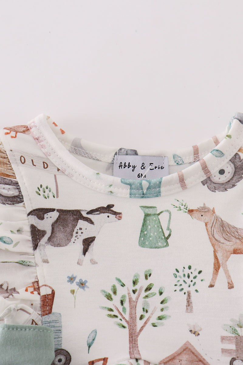 Sage farm print girl bubble