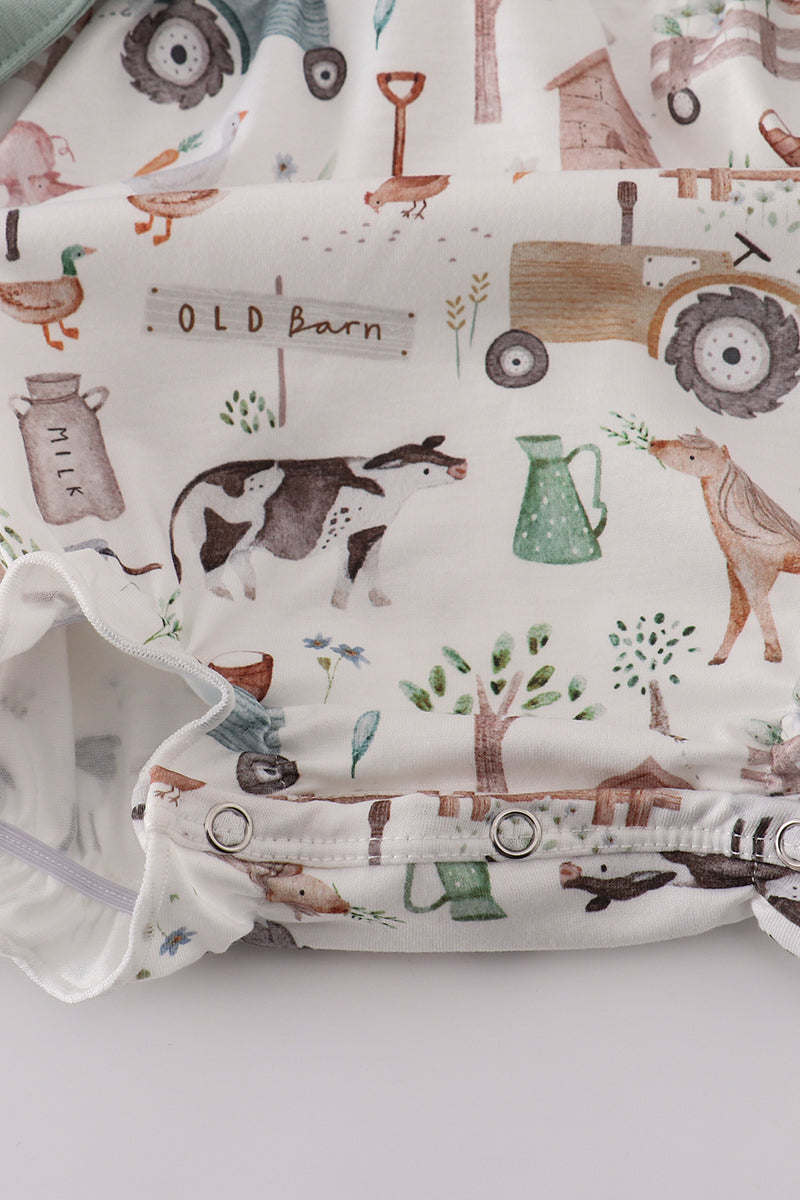 Sage farm print girl bubble