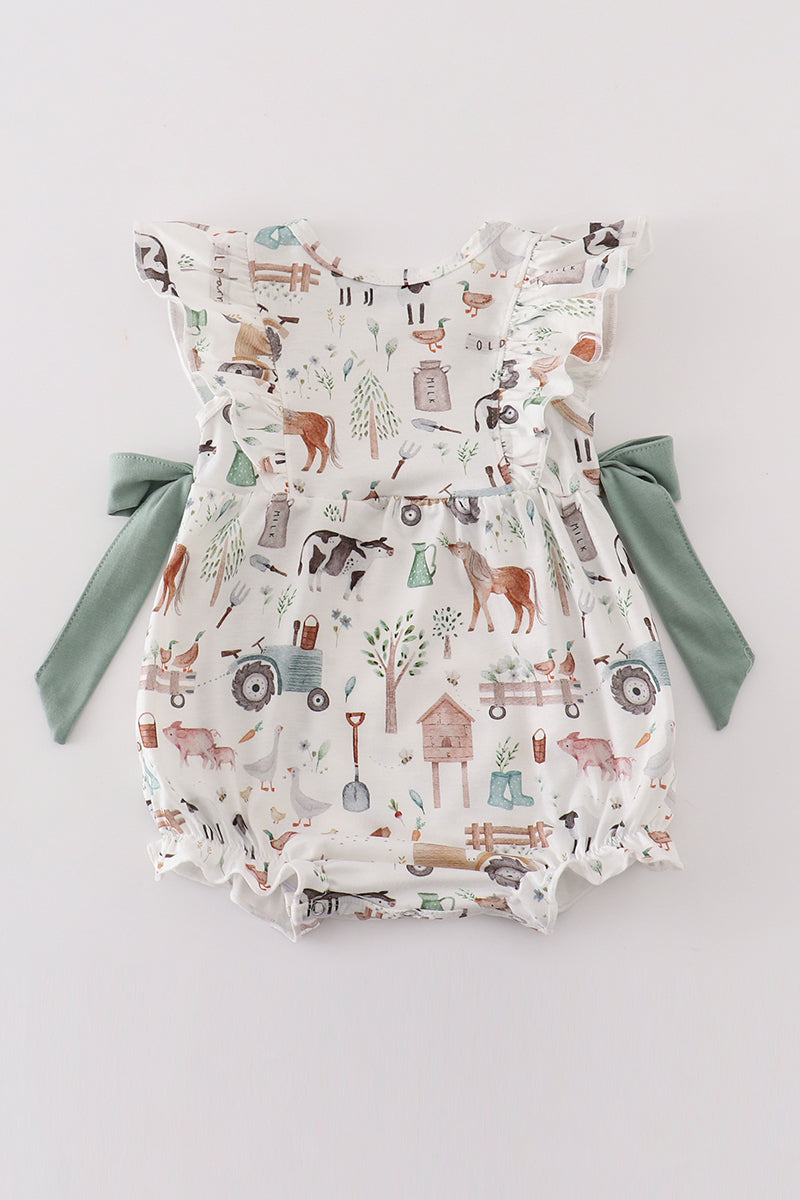 Sage farm print girl bubble