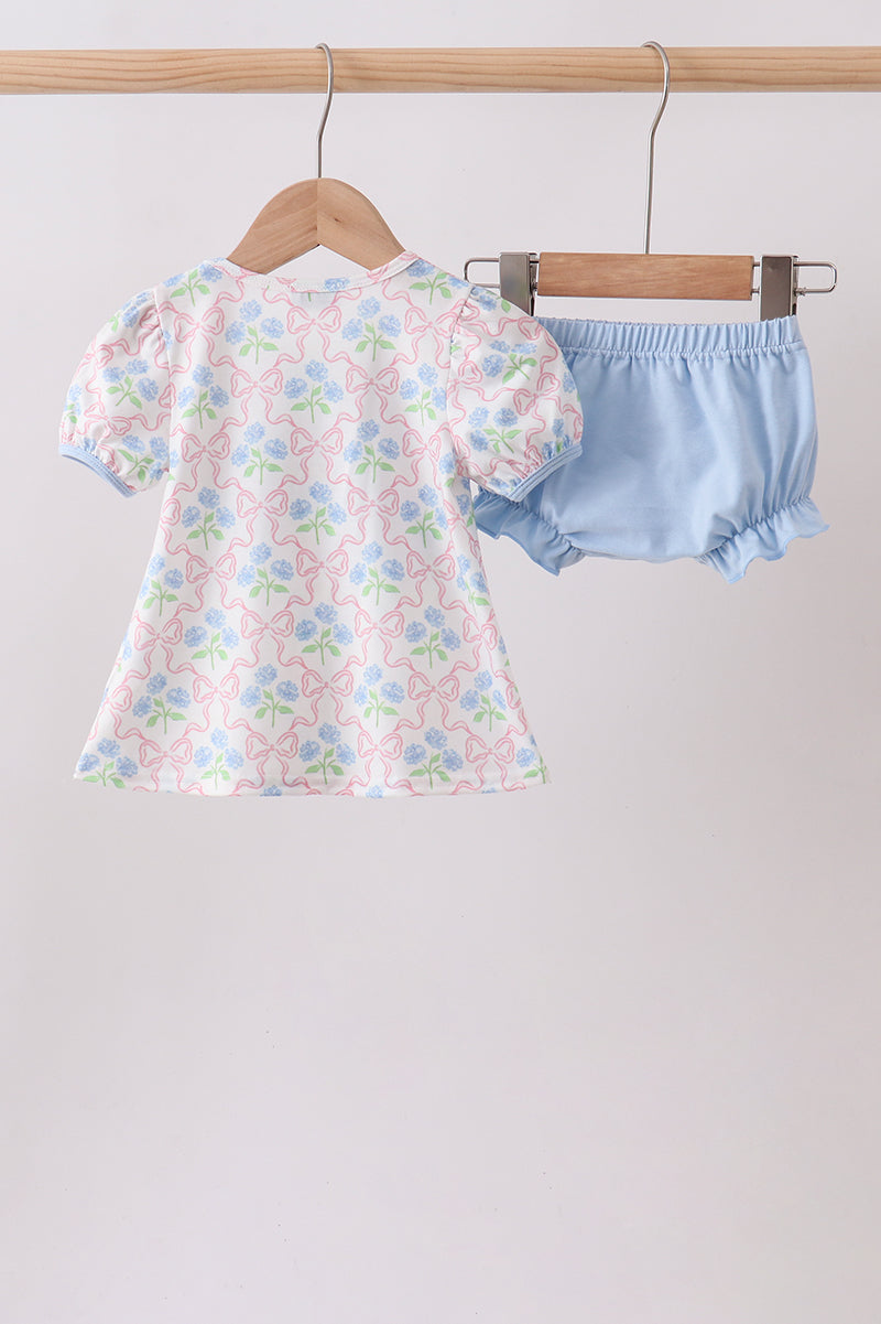 Blue Hydrangea Bow Bloomer Set