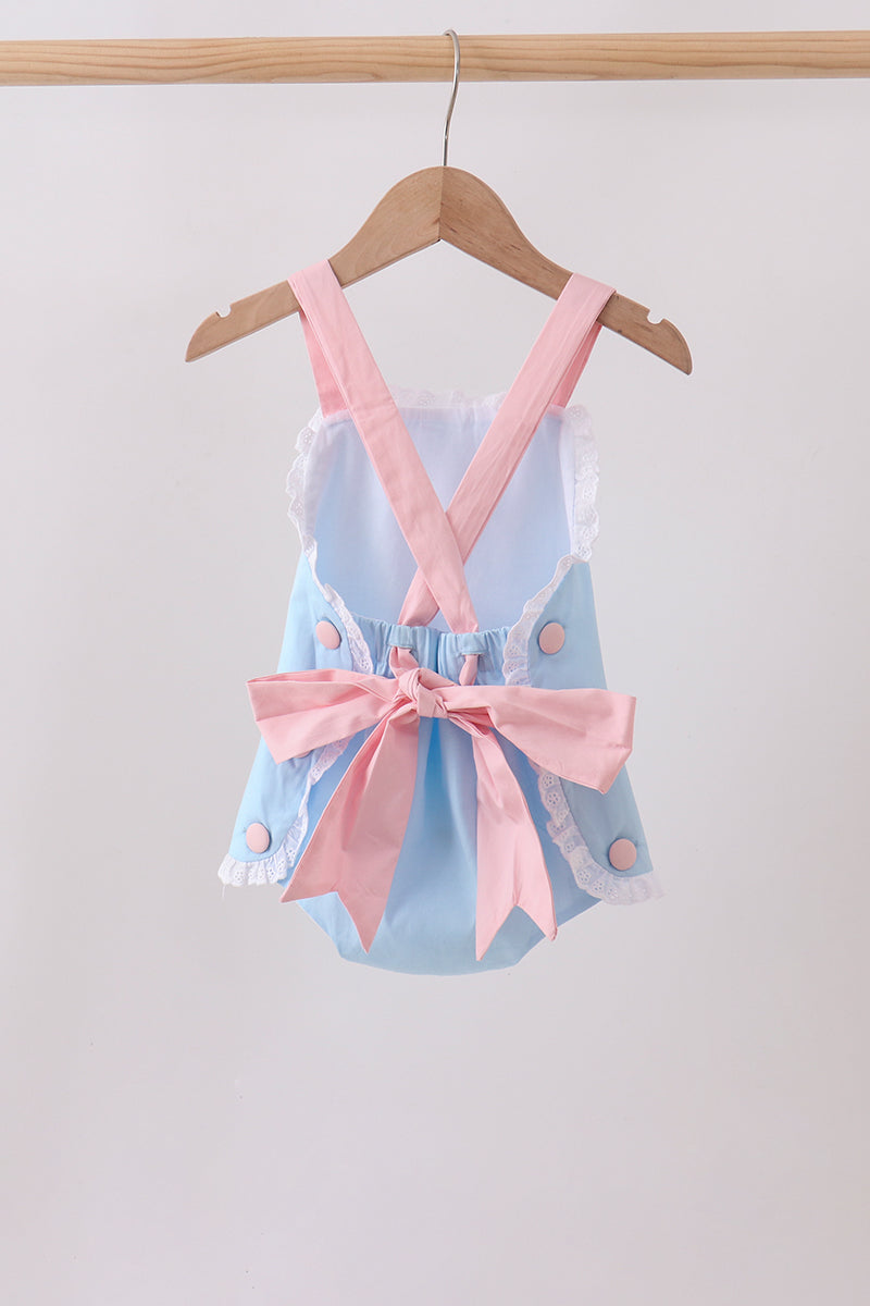 Blue ribbon ruffle bow bubble